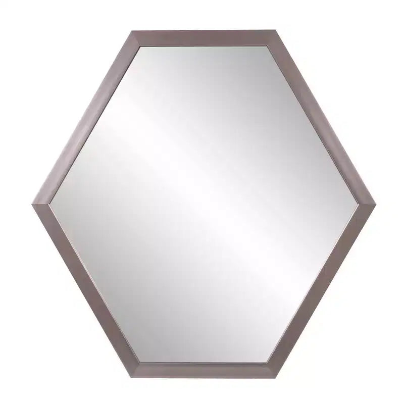 Howard Elliott Graphite Foil Framed Hexagonal Wall Mirror: Modern Decor, Polystyrene Frame, 30x27.5"