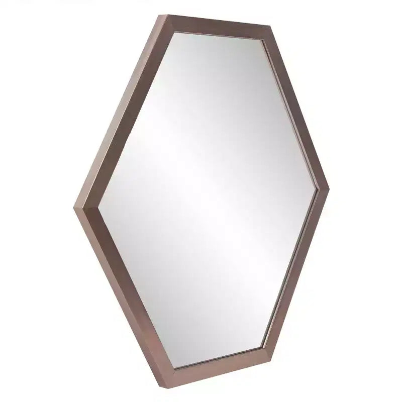 Espejo de pared hexagonal con marco de lámina de grafito, decoración industrial moderna, 30"