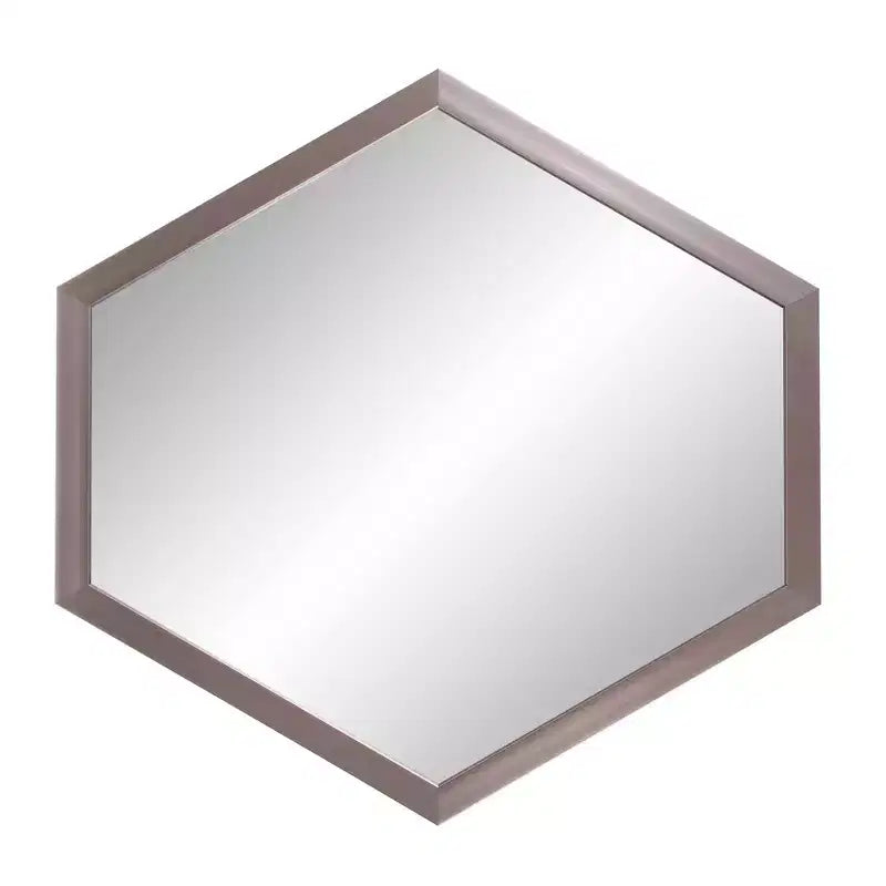 Espejo de pared hexagonal con marco de lámina de grafito, decoración industrial moderna, 30"