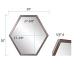 Espejo de pared hexagonal con marco de lámina de grafito, decoración industrial moderna, 30"