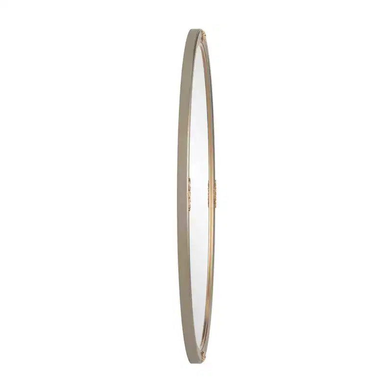 Espejo de pared ovalado con marco de madera dorado y plateado, detalle de volutas talladas, 31.5"