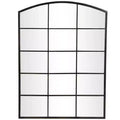 Olivia & May 48"x36" Metal Arched Window Pane Inspired Wall Mirror with Black Frame Black: Contemporary, No Assembly Required