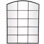 Olivia & May 48"x36" Metal Arched Window Pane Inspired Wall Mirror with Black Frame Black: Contemporary, No Assembly Required