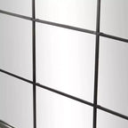 Espejo de pared con cristal de ventana arqueado de 48"x36" con marco de hierro negro, contemporáneo