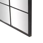 Espejo de pared con cristal de ventana arqueado de 48"x36" con marco de hierro negro, contemporáneo