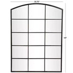 Espejo de pared con cristal de ventana arqueado de 48"x36" con marco de hierro negro, contemporáneo