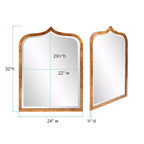 Espejo de pared con marco de madera arqueado de 24"x32" con acabado dorado antiguo y cristal biselado