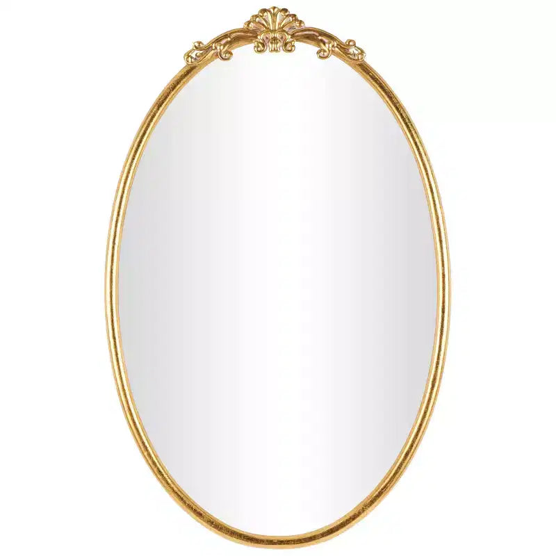 Olivia & May 38"x24" Metal Ornate Baroque Oval Wall Mirror Gold