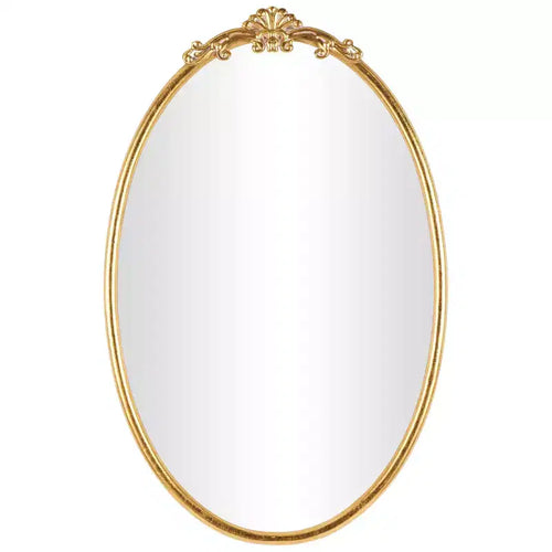 Olivia & May 38"x24" Metal Ornate Baroque Oval Wall Mirror Gold