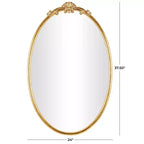 Espejo de pared ovalado barroco dorado de 38"x24" con marco de metal, estilo vintage