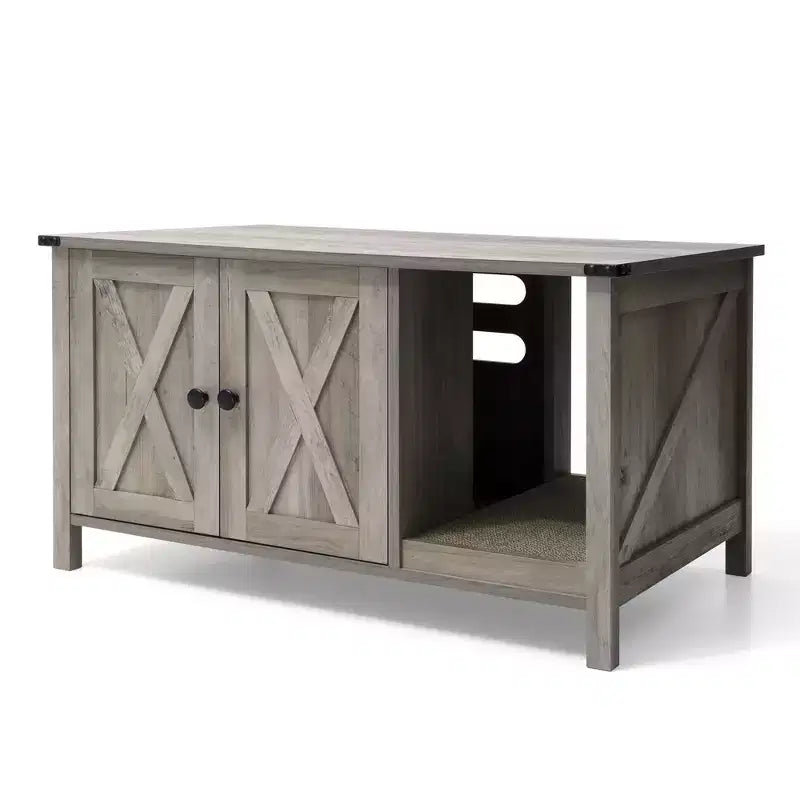 Crestlive Products Cat Litter Box Furniture Hiddenwith Cat Scratching Board, Oversize Wooden Cat Washroom/TV Stand/Cat House