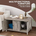 Mueble arenero oculto para gatos con rascador, mueble de TV de madera y casa para gatos