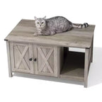 Mueble arenero oculto para gatos con rascador, mueble de TV de madera y casa para gatos