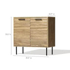 Mueble Mid-Century Modern Wave de 2 puertas con patas de metal, natural, 80 cm
