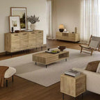 Mueble Mid-Century Modern Wave de 2 puertas con patas de metal, natural, 80 cm