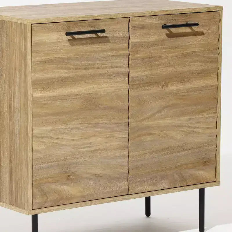 Mueble Mid-Century Modern Wave de 2 puertas con patas de metal, natural, 80 cm