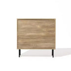 Mueble Mid-Century Modern Wave de 2 puertas con patas de metal, natural, 80 cm