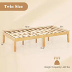Base de cama de plataforma de madera Twin/Full/Queen de 14" con patas de madera de caucho y almacenamiento debajo de la cama