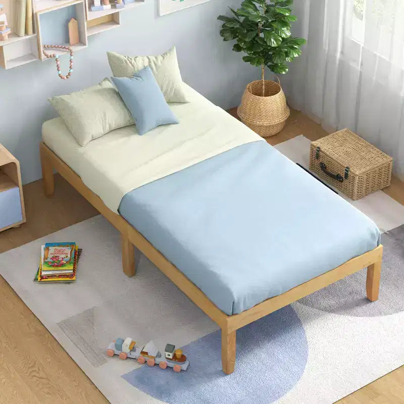 Base de cama de plataforma de madera Twin/Full/Queen de 14" con patas de madera de caucho y almacenamiento debajo de la cama