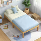 Base de cama de plataforma de madera Twin/Full/Queen de 14" con patas de madera de caucho y almacenamiento debajo de la cama