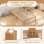 Base de cama de plataforma de madera Twin/Full/Queen de 14" con patas de madera de caucho y almacenamiento debajo de la cama