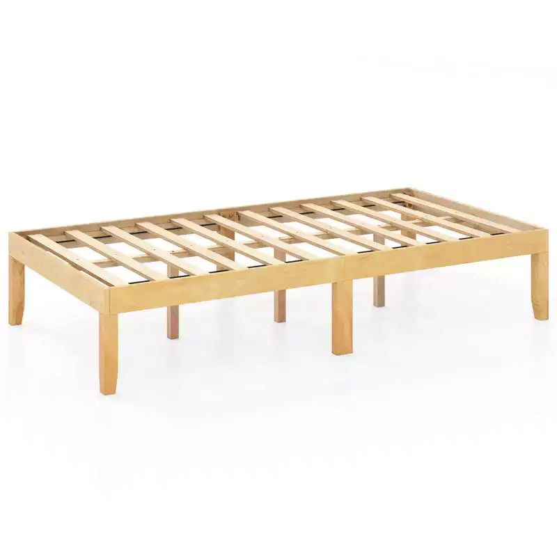 Base de cama de plataforma de madera Twin/Full/Queen de 14" con patas de madera de caucho y almacenamiento debajo de la cama