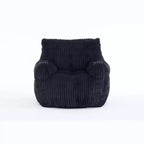Sillón puff moderno de pana con espuma viscoelástica, diseño inspirado en un oso, 94 cm de ancho