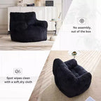 Sillón puff moderno de pana con espuma viscoelástica, diseño inspirado en un oso, 94 cm de ancho
