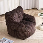 Sillón puff moderno de pana con espuma viscoelástica, diseño inspirado en un oso, 94 cm de ancho