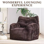 Sillón puff moderno de pana con espuma viscoelástica, diseño inspirado en un oso, 94 cm de ancho