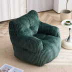 Sillón puff moderno de pana con espuma viscoelástica, diseño inspirado en un oso, 94 cm de ancho