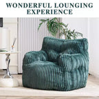 Sillón puff moderno de pana con espuma viscoelástica, diseño inspirado en un oso, 94 cm de ancho