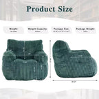Sillón puff moderno de pana con espuma viscoelástica, diseño inspirado en un oso, 94 cm de ancho