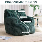 Sillón puff moderno de pana con espuma viscoelástica, diseño inspirado en un oso, 94 cm de ancho