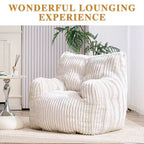 Sillón puff moderno de pana con espuma viscoelástica, diseño inspirado en un oso, 94 cm de ancho