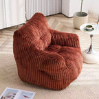 Sillón puff moderno de pana con espuma viscoelástica, diseño inspirado en un oso, 94 cm de ancho