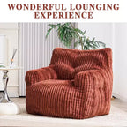Sillón puff moderno de pana con espuma viscoelástica, diseño inspirado en un oso, 94 cm de ancho