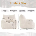 Sillón puff moderno de pana con espuma viscoelástica, diseño inspirado en un oso, 94 cm de ancho
