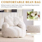Sillón puff moderno de pana con espuma viscoelástica, diseño inspirado en un oso, 94 cm de ancho