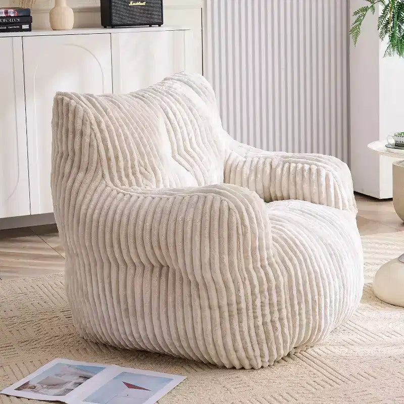 Sillón puff moderno de pana con espuma viscoelástica, diseño inspirado en un oso, 94 cm de ancho