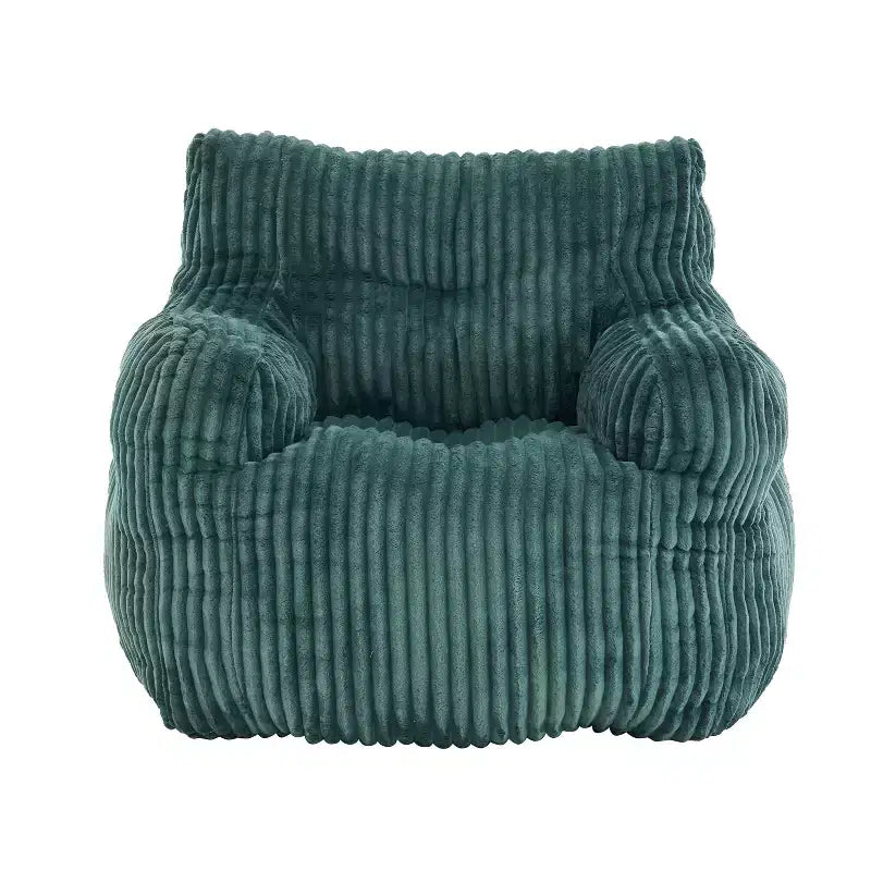 Sillón puff moderno de pana con espuma viscoelástica, diseño inspirado en un oso, 94 cm de ancho