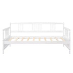 Base de cama moderna de madera maciza tamaño individual con 3 barandillas, capacidad de 136 kg
