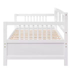 Base de cama moderna de madera maciza tamaño individual con 3 barandillas, capacidad de 136 kg