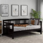 Base de cama moderna de madera maciza tamaño individual con 3 barandillas, capacidad de 136 kg