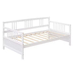 Base de cama moderna de madera maciza tamaño individual con 3 barandillas, capacidad de 136 kg