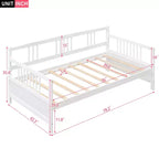 Base de cama moderna de madera maciza tamaño individual con 3 barandillas, capacidad de 136 kg