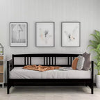 Base de cama moderna de madera maciza tamaño individual con 3 barandillas, capacidad de 136 kg