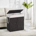 110L Laundry Hamper with Lid Laundry Clothes Hamper with 2 Removable Liner Bags Wicker Double Laundry Basket for Bathroom