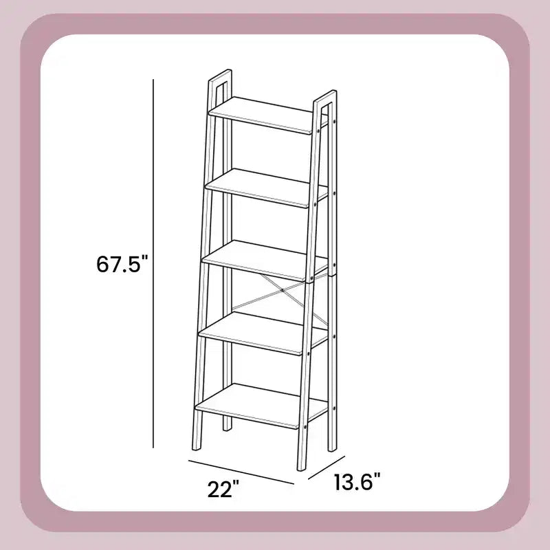 Estantería tipo escalera industrial de 5 niveles con estructura de acero, para múltiples habitaciones