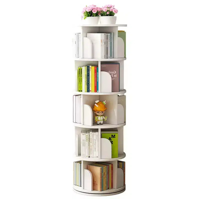 Estantería giratoria de 5 niveles 360°, Torre giratoria que ahorra espacio, Multihabitación